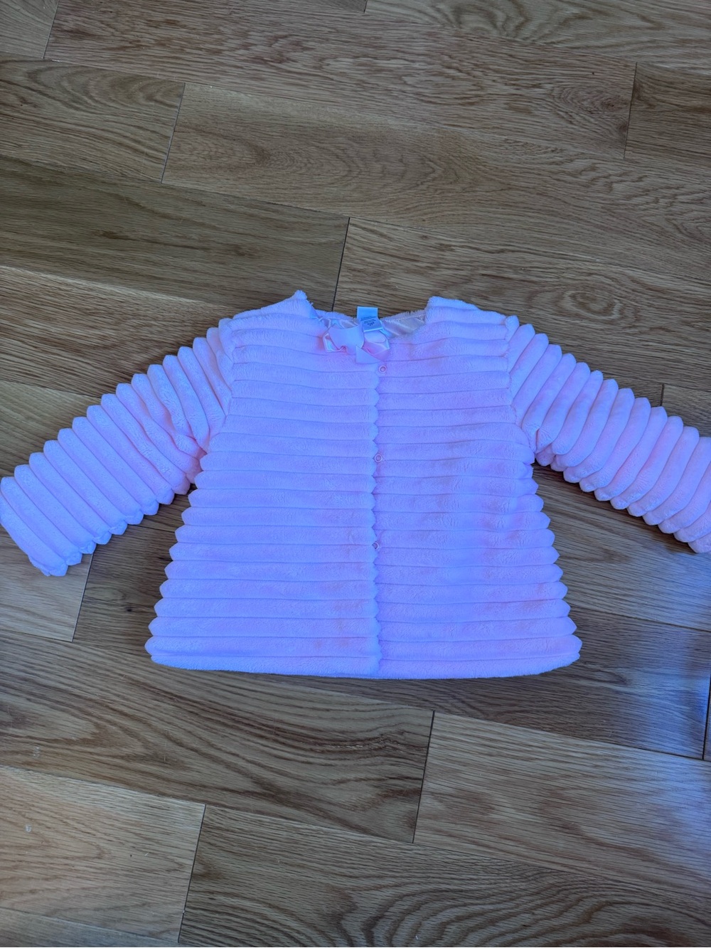 Little Me Light Pink Ribbed Baby Jacket